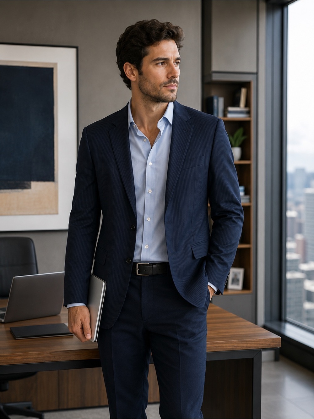 Brooks Brothers Navy Pinstripe Two-Button Suit Jacket